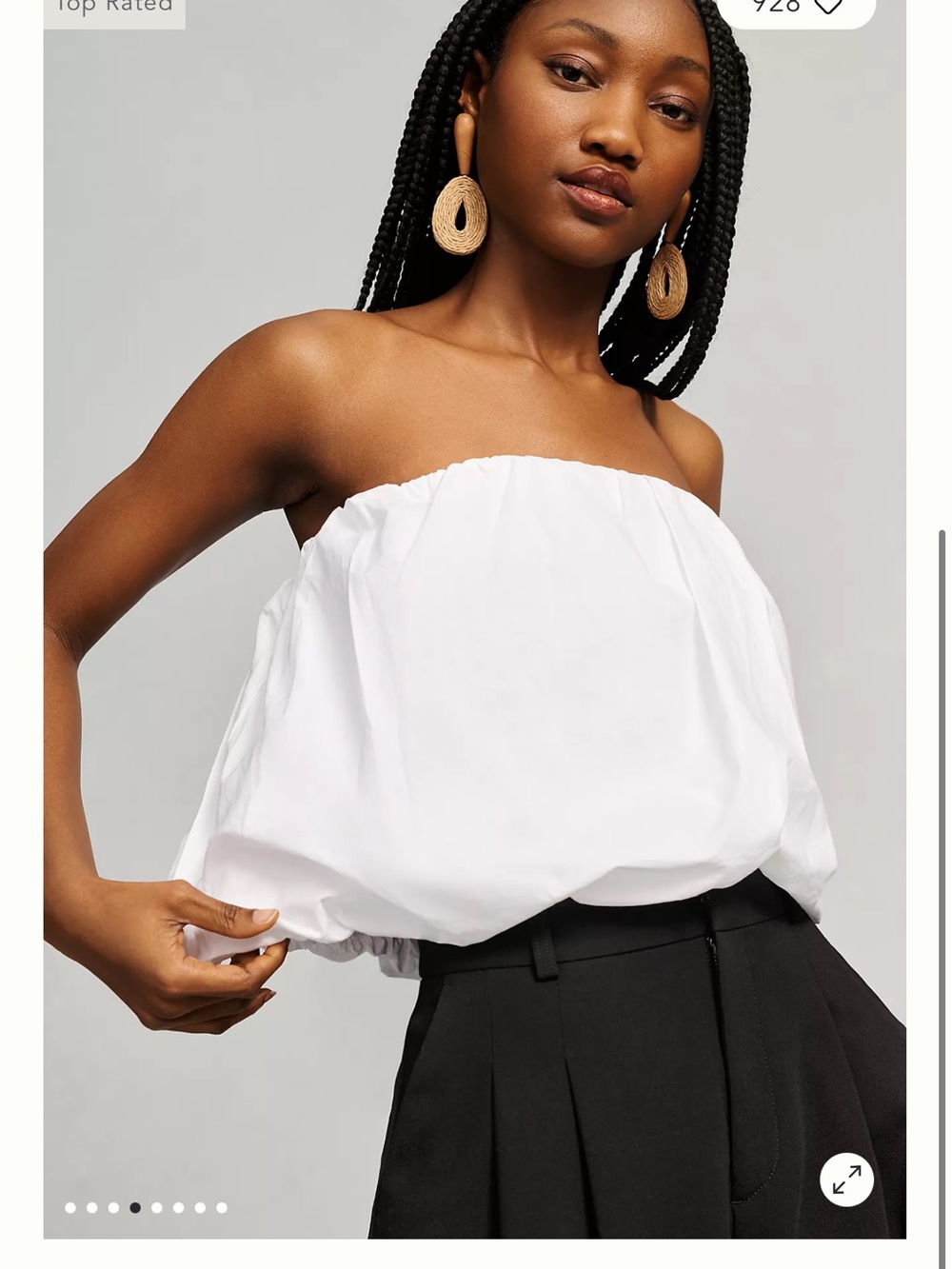 Maeve Anthropologie White Maeve Strapless Poplin Bubble Top sz M - Picture 2 of 6